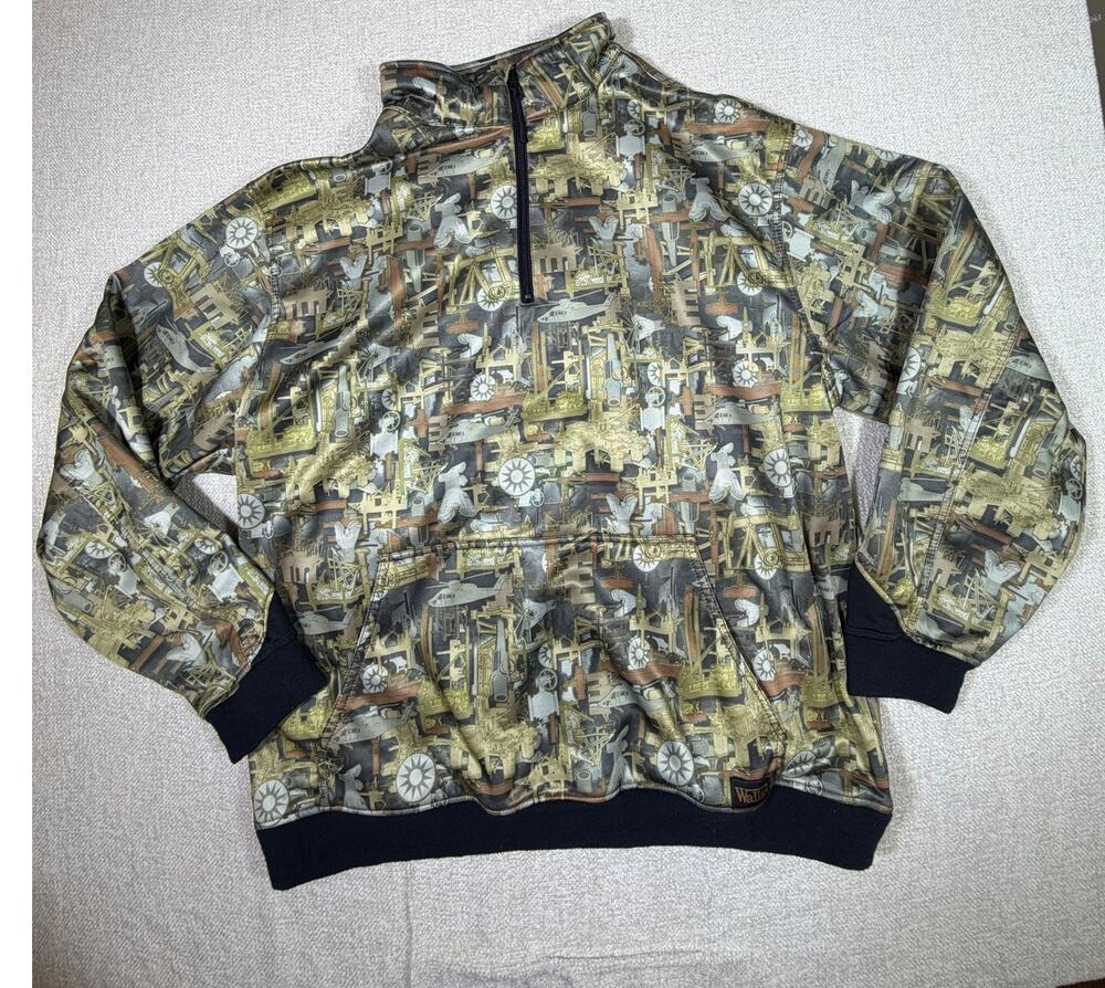 Walls Men's 2XL Green Gold Oilfield Camo 1/4 Zip Long Sleeve Pullover Workwear